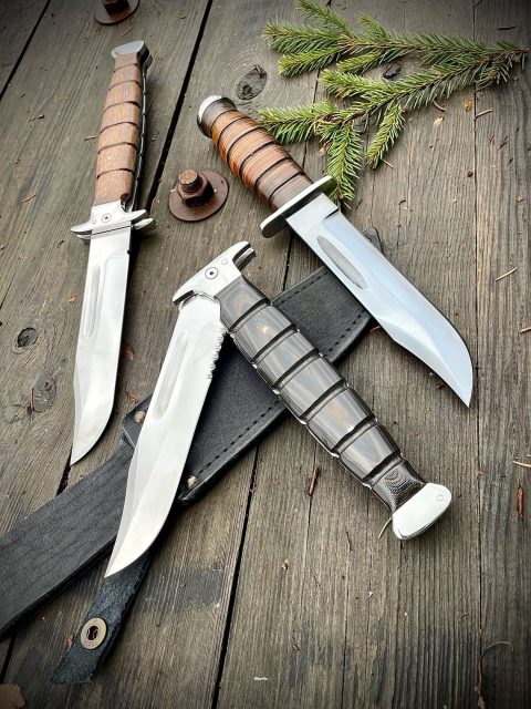 Складной нож Ka-Bar ручной работы - вид сбоку в открытом состоянии