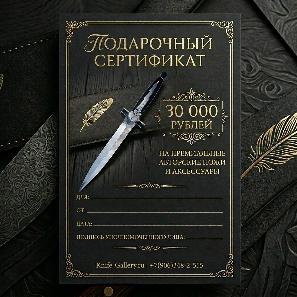 Эксклюзивный подарочный сертификат номиналом 30000 рублей на покупку премиальных ножей