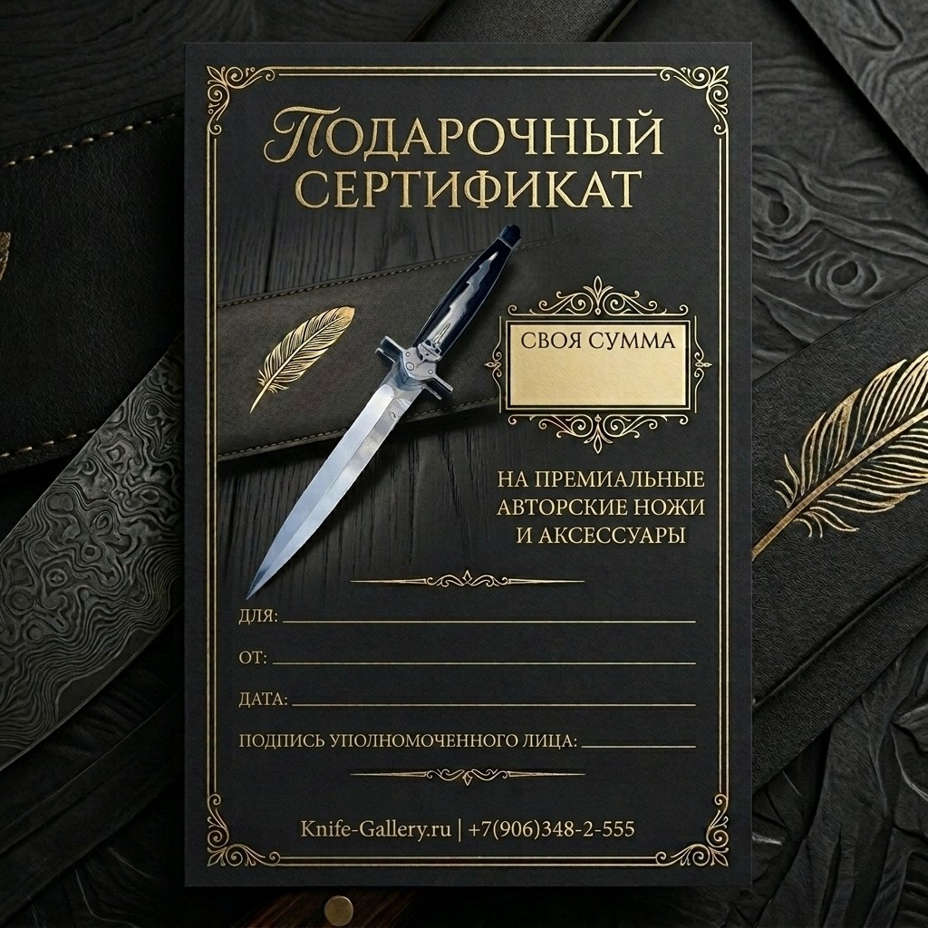 Электронный подарочный сертификат на индивидуальную сумму для покупки ножей